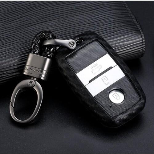 2018 New Gift Carbon Fiber SoftKey Case Cover Holder For For KIA K3 KX5 KX3 Sportage Optima Sorento Niro FOB Smart Key Chain