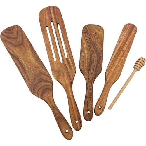 Kitchen Tool Set, 5 Pieces of Wooden Cooking Utensils,Non-Stick Wooden Spatula Set, for Stirring, Serving Cooking