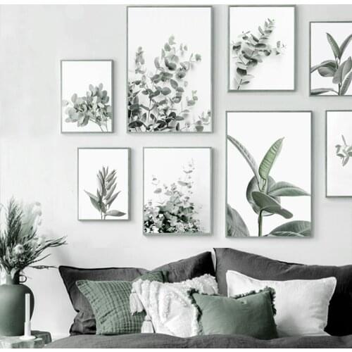 Eucalyptus Grass Green Plant Leaves Wall Art Canvas Painting Nordic Posters and Prints Wall Pictures for Living Room Home Decor