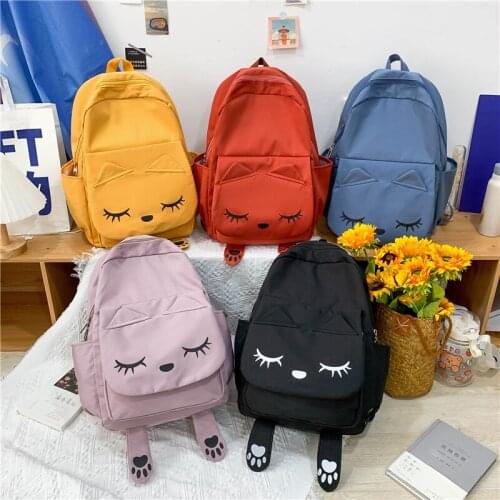 Cartoon pattern backpack 2021 new cute cat female school bag kawaii girl college student school bag Korean backpack 5 colors