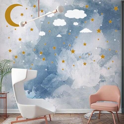 Wall Stickers PVC Self Adhesive Star Moon Cloud Type Decals Living Room Bedroom Kids Fairy Decoration Eco-friendly Wallpaper