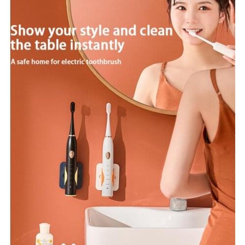 Self-Adhesive Wall Mounted Electric Toothbrush Holder Rack Punch Free Automatically Organizer Bathroom Storage Accessories