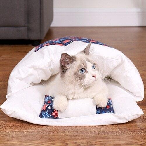 Removable Dog Cat Bed Cat Sleeping Bag Sofas Mat Winter Warm Cat House Small Pet Bed Puppy Kennel Nest Cushion Pet Products
