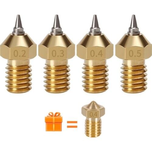 Mega 4PCS M6 V5 V6 Removable Stainless Steel Tips Nozzle 0.2/0.3/0.4/0.5mm 3D Printer Parts E3D V6 Hotend Nozzle Threaded 1.75mm