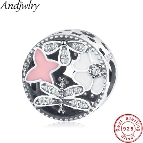 Fit Original Pandora Charms Bracelet 925 Sterling Silver Openwork Springtime Dragonfly Charms For Women DIY Jewelry Making