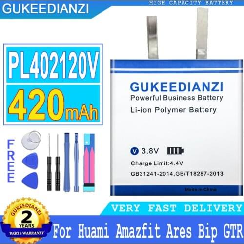 420mAh GUKEEDIANZI Battery PL402120V For Huami AMAZFIT Ares Bip GTR Smart Sport Watch Big Power Bateria