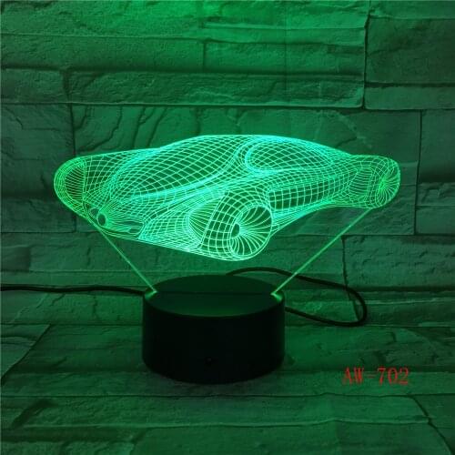 Super Cool Science Fiction Car 7 Color Lamp 3d Visual Led Night Lights For Kids Touch Usb Table Lampara Party Decor Light AW-702