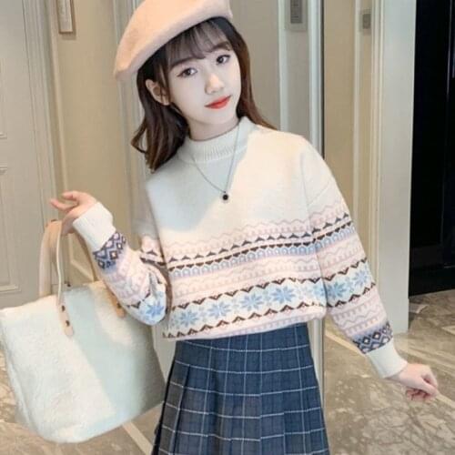 Girls Sweater Kids Babys Coat Outwear 2021 Cool Plus Velvet Thicken Warm Winter Autumn Knitting Tops Pure Cotton Childrens Clo