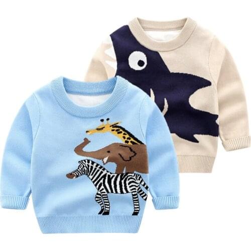 Autumn Boys Sweater 2021 New Arrival Sweaters for Children Kids Knitted Cartoon Animals Pattern Top