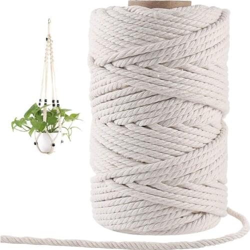 Natural Cotton Twine Rope Cotton Macrame Cord Twisted Soft Cotton Cord String DIY Plant Hanger Craft Making Knitting Cord Rope