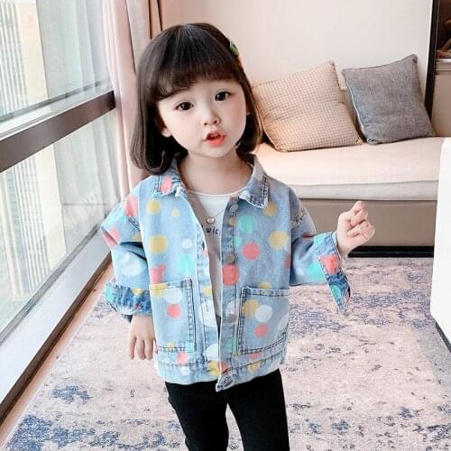 Spring Girls' Coat 2021 Spring Baby Printed Long-sleeved Jeans Toddler Jacket Toddler Coat Girl Coats Girls Jean Jackets