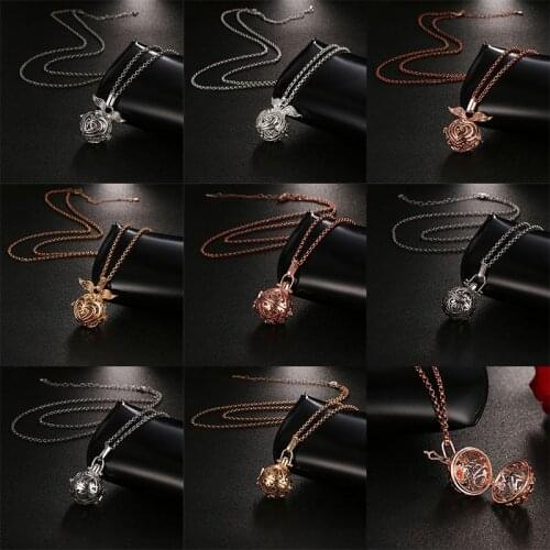 Mexico Chime Music Ball Caller Vintage Pendant Aromatherapy Essential Oil Angel Wings Necklace Pregnant Romantic Fashion Jewelry