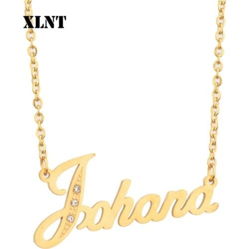XLNT Johana Name Necklace Stainless Steel Custom Name Necklace Personalized Gold Friendship Necklace Jewelry Best Friend Gift