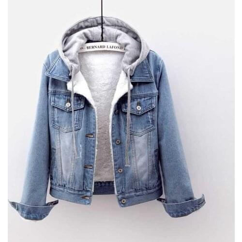 2020 Autumn winter Women Casual Denim fleece Coat Woman Long Sleeve Jean Jacket women coats and jackets