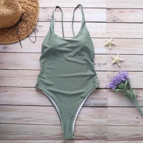 Sexy One Piece 2021 Solid Swimsuit Push Up Swimwear Women Removable Chest Pad Bodysuit Bathing Swimming Suit Beachwear Lady