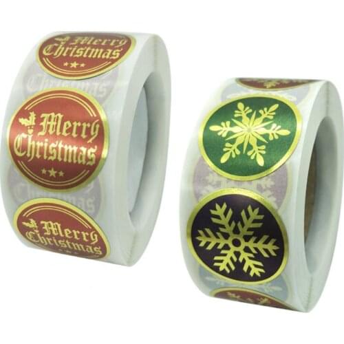 100PCS Thank You Stickers Labels Golden Christmas Snowflake Paper Sticky Sticker Decoration Scrapbook Sealing Stationery Supply
