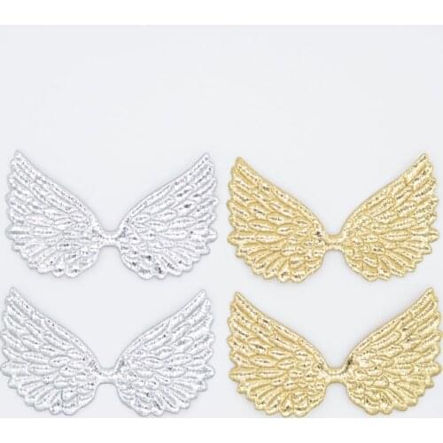 20Pcs Double Sided Gold and Silver Cloth Angel Wing Appliques Patches for DIY Crafts Bow Hairpin Decor Boutique Accessories G99