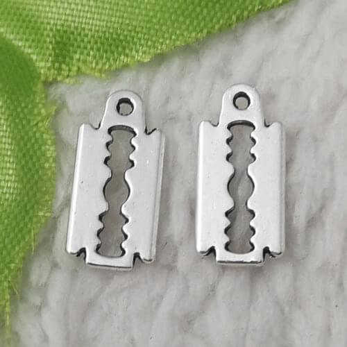 Free Ship 560 pieces Antique silver razor blade charms 16X7mm #5160