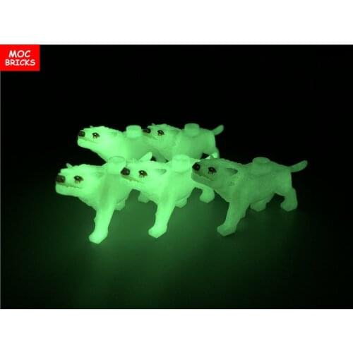 5pcs/lot MOC Bricks DIY Animal Luminous Wolf Action Figure accessory Educational building blocks bricks assemble toys kids gifts