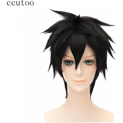 Ccutoo Mens Short Fluffy Layered Synthetic Hair High Temperature Fiber Cosplay Full Wigs Black Blonde Red 3 Color