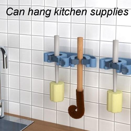 Citchen Supplies Mop Clip Free Perforation Wall-mounted Bathroom Mopping Cloth Storage Rack Viscose Strong Fixed Broom Hook