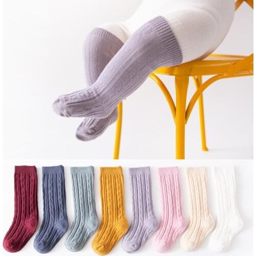 Kids Stripe Solid White Double Needle stockings Boys Toddlers Newborn Infant for Baby Girls Knee High Long Soft Cotton Socks