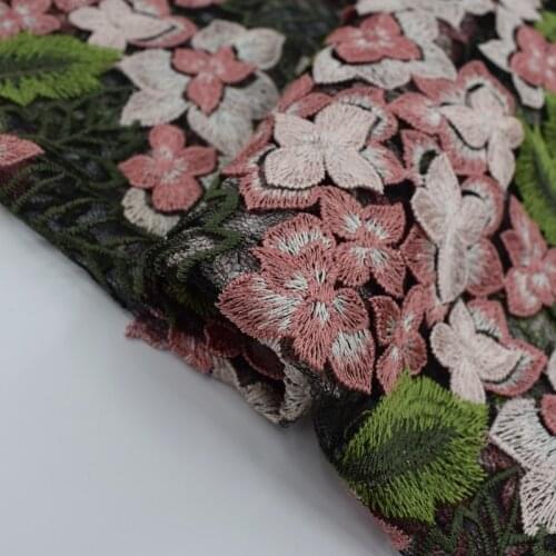 Hot Sale Hydrangeas Mesh Embroidered Lace Fabric For Dress High Quality Cheongsam Tissus au Metre Pour Habillement Cloth DIY