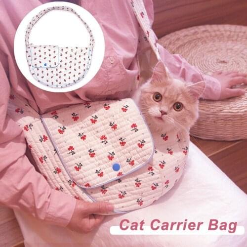 Canvas Cat Bags for Kitten Outdoor Cute Carriers Shoulder Bags for Small Dogs Kitty Printing Pet Products Travel Cat Accessories