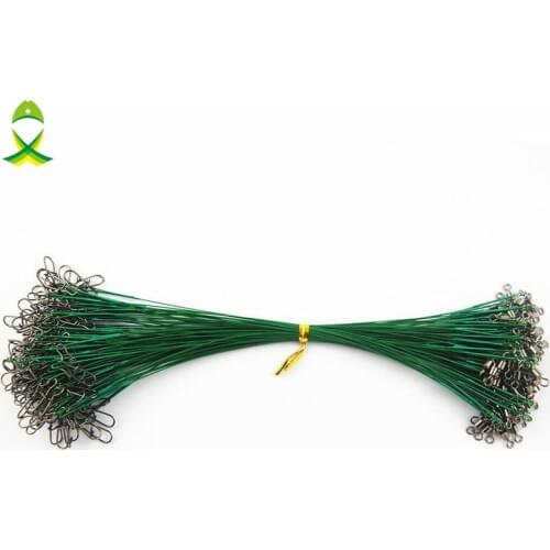 JSM 100pcs 25cm Nylon Coated Fishing Wire Leader Stainless Steel Braided Trace Spinning Leader Rigs Steel Wire Line With Swivel