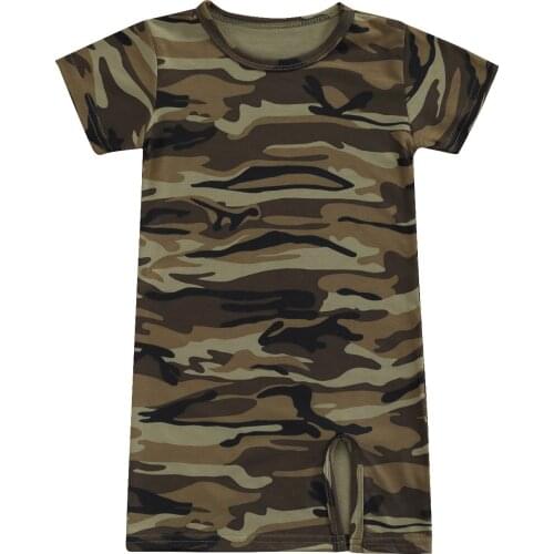 Summer Casual Infant Girls Dress Camouflage Printed Short Sleeve Straight Knee Length Dress