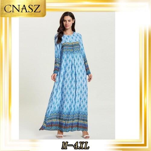 Moroccan Kaftan Printed Comfortable Zipper Front Open Breastfeeding Skirt Abaya Femme Musulmane Robe Autumn Arabian Dress