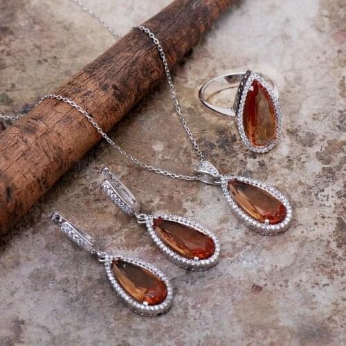 Color Changing Sultan Zircon Silver Set 1698Hand Made Silver Jewellery Set