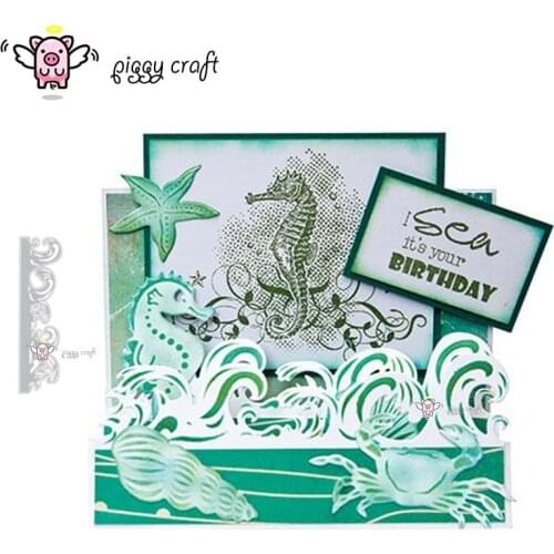 Piggy Craft metal cutting dies cut die mold Sea wave edge Scrapbook paper craft knife mould blade punch stencils dies