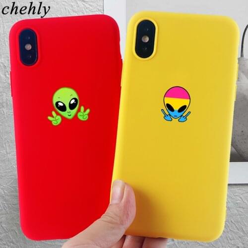 Fashion Alien Phone Case for iPhone 6s 7 8 11 12 Mini Plus Pro X XS MAX XR SE Anime Cases Soft Silicone Fitted Accessories Cover