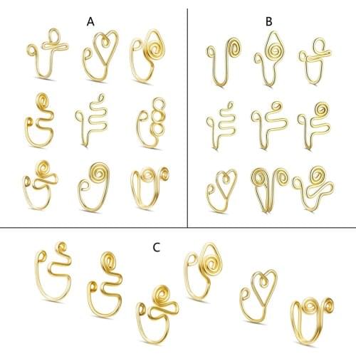 Non-piercing Nose Sleeve Set Nose Cuff No Piercing Clip on Nose Ring Fake Nose Rings for Women Faux Fake Piercing