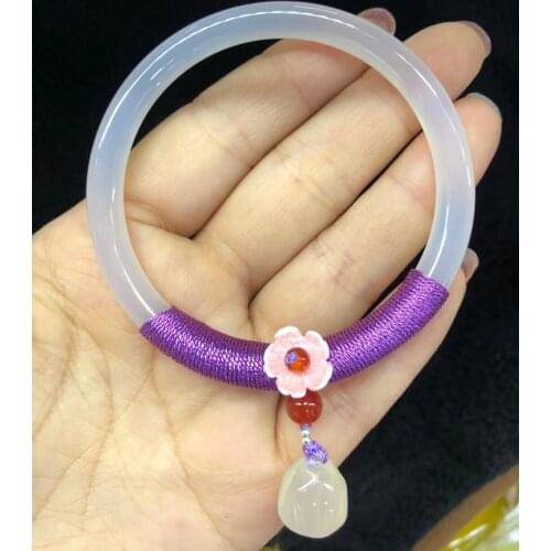 Koraba Natural Pink Chalcedony Bracelet Bangle Jewelry Gift for Woman