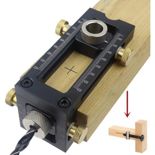 Woodworking Drill Guide Hole Puncher Locator 2 In 1 Doweling Jig For Furniture Connecting Installation Household Carpentry Tools