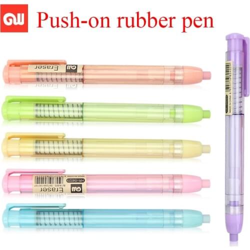 Push-On Rubber Pen Single/6pcs Art Set Stationery Rubber Stick Erasers Press-type Rubber Pen For School Supplies In 6Colors