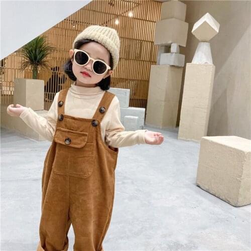 New Corduroy Overalls Rompers Trousers Children Baby Boys Girls Pants Spring Autumn Toddler Kids Pocket 2021 High Quality