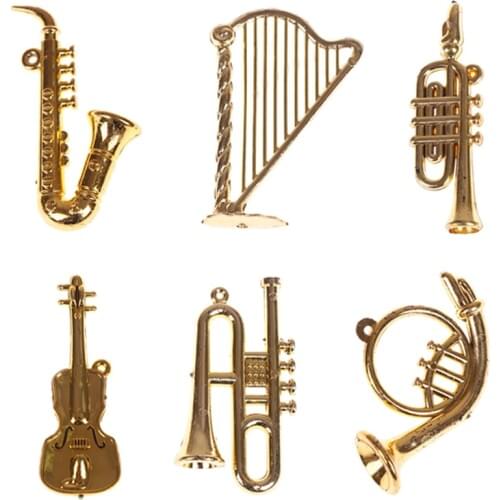 Mini Plastic Musical Instrument Good Gift For Friends Collecting Gold Christmas Tree Hanging Xmas Decor