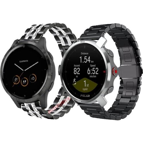 22mm Stainless Steel watchband for Garmin Active vivoactive 4 Strap For Polar Vantage M/M2/Grit X wristband Bracelet