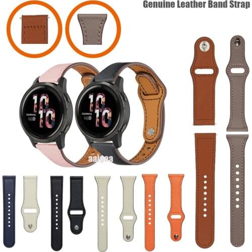 20mm 22mm Strap Genuine Leather Band For Garmin vivoactive 4 / venu2 45mm Smart Watch Accessories