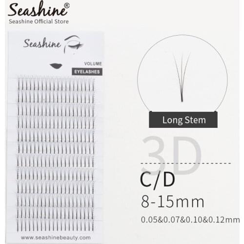 12 Rows/Lot Russian Volume Eyelashes Extension 3D Seashine Pre Made Fans Handmade Individual Eyelash Extension Free Shipping