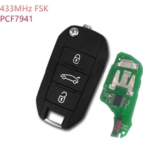 RIOOAK 3 Button 433MHz PCF7941 ID46 Remote Key for Peugeot 508 208 2008 201 408 4008 5008 HELLA HU83 blade Citroe n C-Elysee