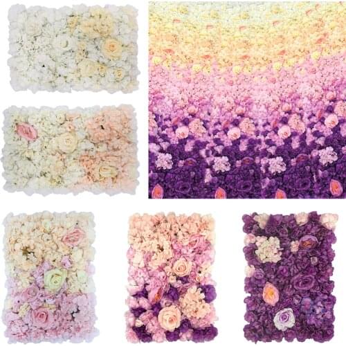 Romantic Artificial Flower Wall Panels Wedding Venue Roses Hydrangea Floral Decor Type A 5 Colors Choice