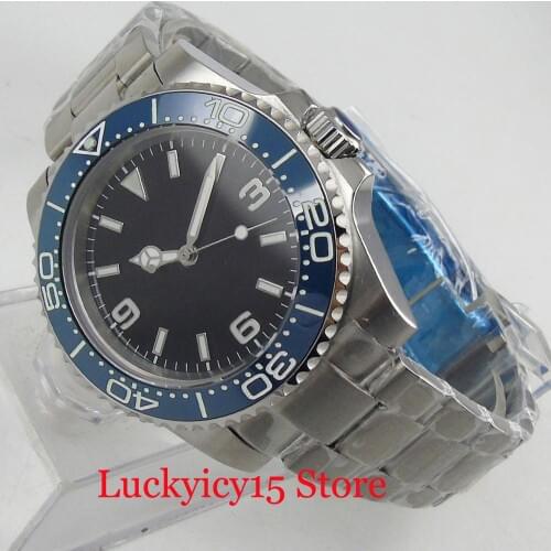 Sapphire Crystal Black Sterile Dial With Luminous Marks Ceremic Bezel Mental Strap 40mm Self Winding Automatic Mens Watch