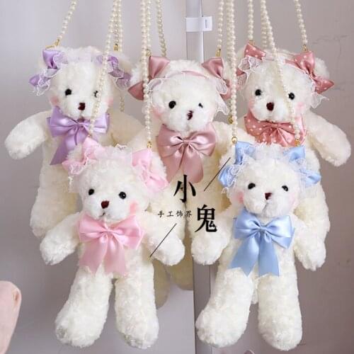 Bag Gift Send GirlS Lolita Hand Made Xiong Bao Bear Bag Doll Change Bag Can Take a Eros Rabbit Bear SOFT Girl