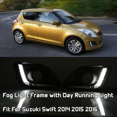 LED Daytime Running Light DRL Assembly Fog Light Frame Fit For Suzuki Swift 2014 2015 2016, Car Accessorie Upgrade