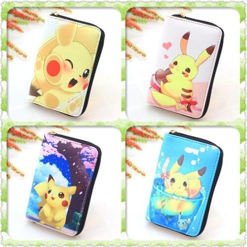 Takara Tomy Pokemon Anime Short Wallet Toy Cartoon Cute Pikachu Leather Zipper Student Coin Purse Childrens Birthday Gift
