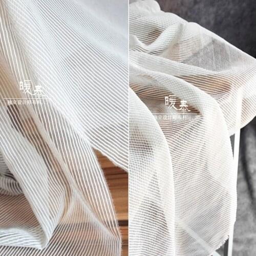 Unique Mesh Tulle Fabric White Stripe Stiff Feel DIY Patchwork Modelling Skirt Wedding Dress Stage Decor Designer Fabric